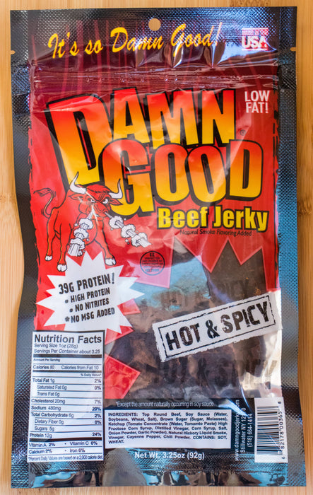 Damn Good Beef Jerky | Hot & Spicy Beef Jerky 3.25 oz