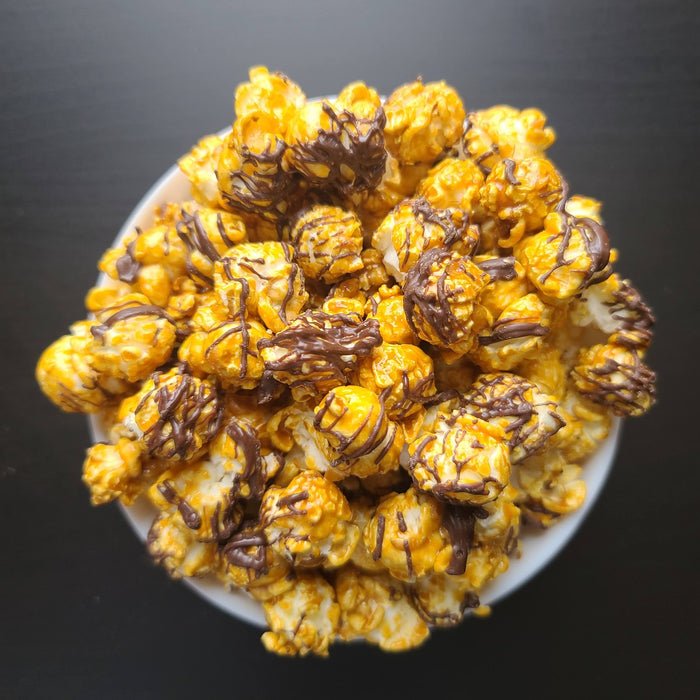 DARK CHOCOLATE DRIZZLED POPCORN | CRAVINGS GOURMET POPCORN