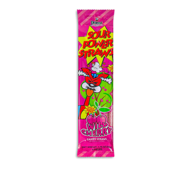 Sour Power Straws Wild Cherry - Cravings Popcorn