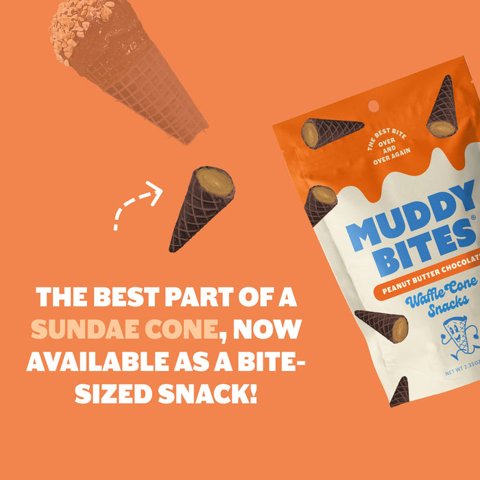 Muddy Bites Waffle Cone | Peanut Butter Chocolate Waffle Cone Snacks