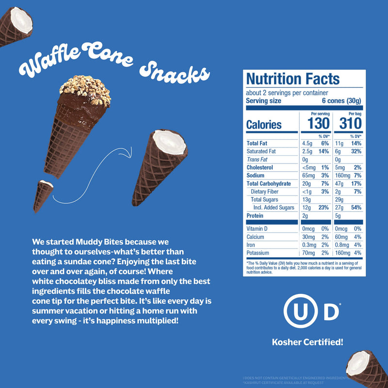 Muddy Bites Waffle Cone | Cookies 'N Cream Waffle Cones Snacks