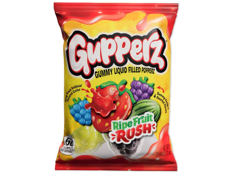 Gupperz | Ripe Fruit Rush, Liquid Filled Gummy, 2.54oz