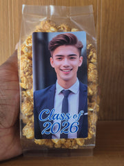 OPEN HOUSE GRADUATION POPCORN WITH CUSTOM LABELS