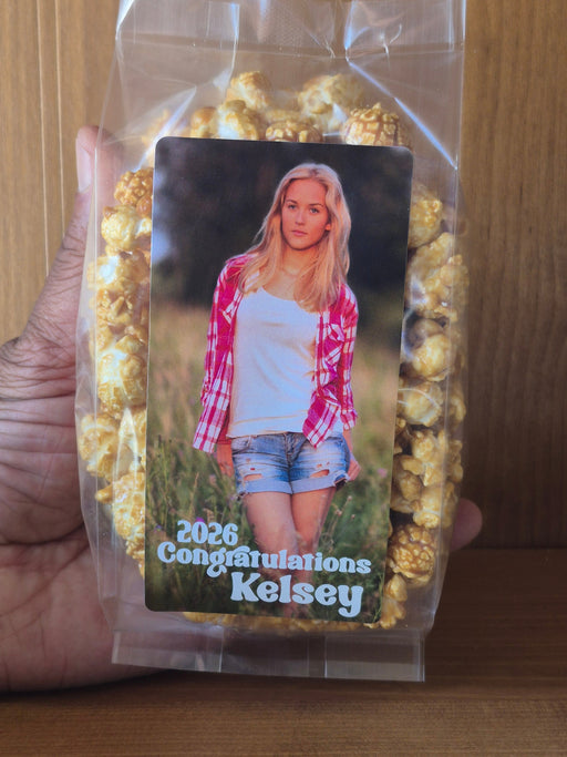 OPEN HOUSE GRADUATION POPCORN WITH CUSTOM LABELS