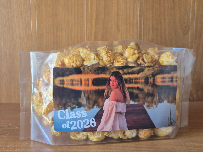 OPEN HOUSE GRADUATION POPCORN WITH CUSTOM LABELS