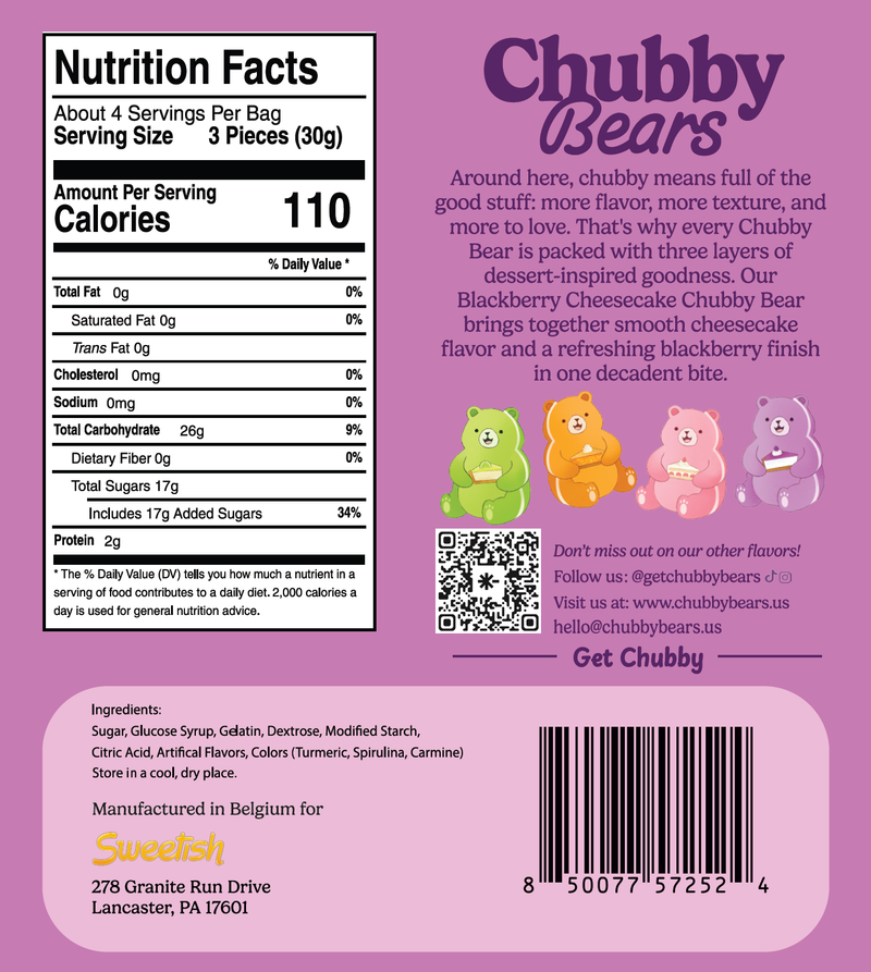 Chubby Bears | Blackberry Cheesecake Gummy Bears - 4.2oz