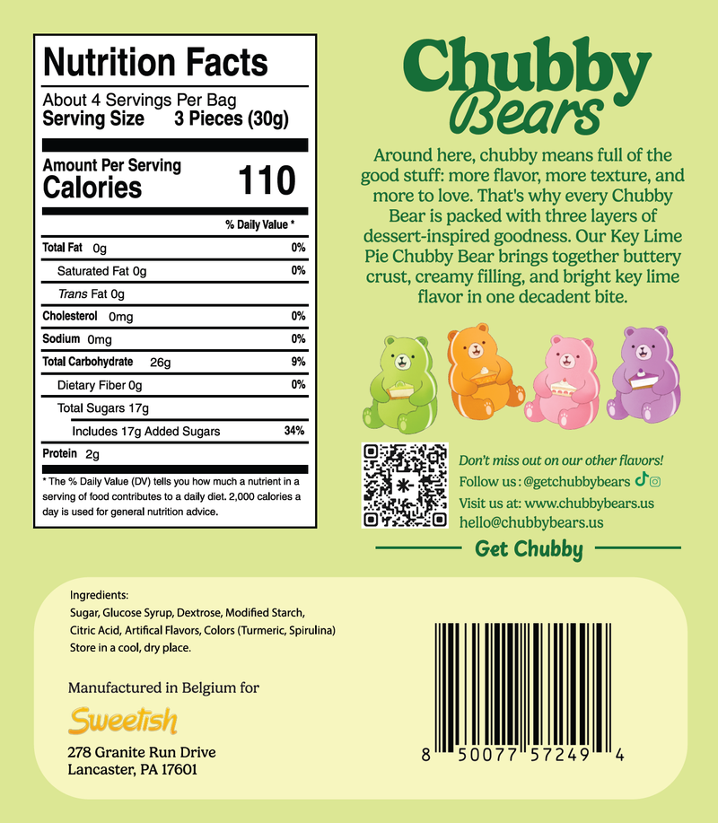 Chubby Bears | Key Lime Pie Gummy Bears - 4.2oz