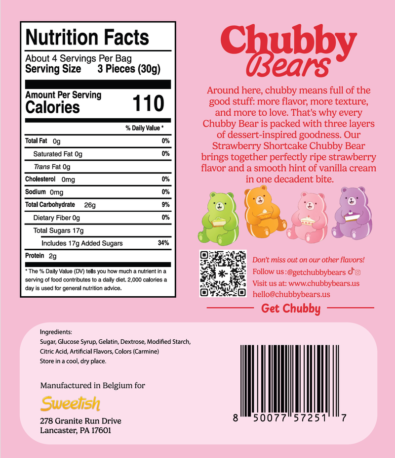 Chubby Bears | Strawberry Shortcake Gummy Bears - 4.2oz