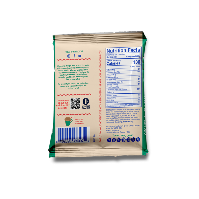 Stroop Club | Gluten Free and Plant Bas Caramel Organic Stroopwafel 2-pack