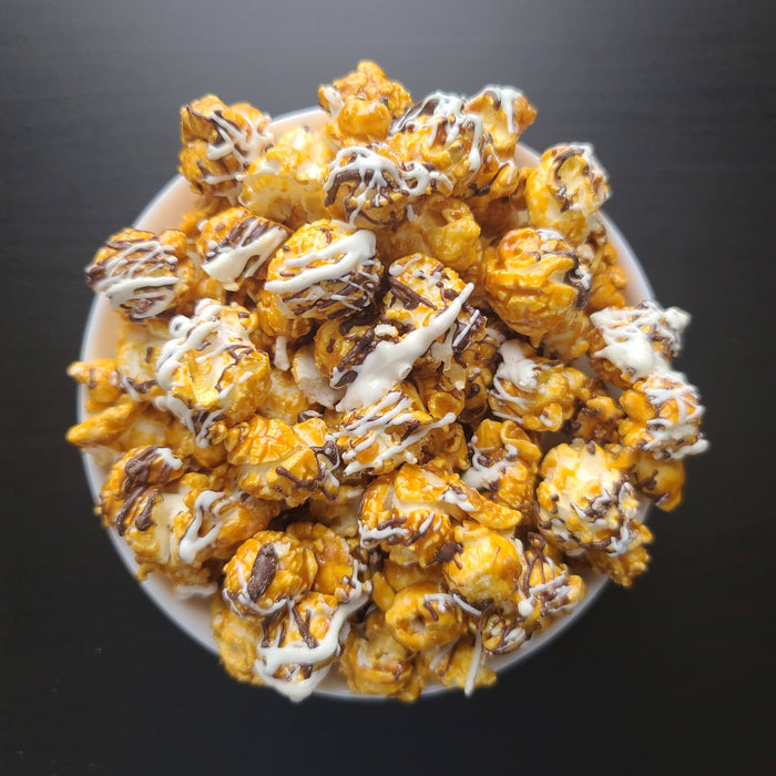 DELUXE CHOCOLATE DRIZZLED POPCORN | CRAVINGS GOURMET POPCORN