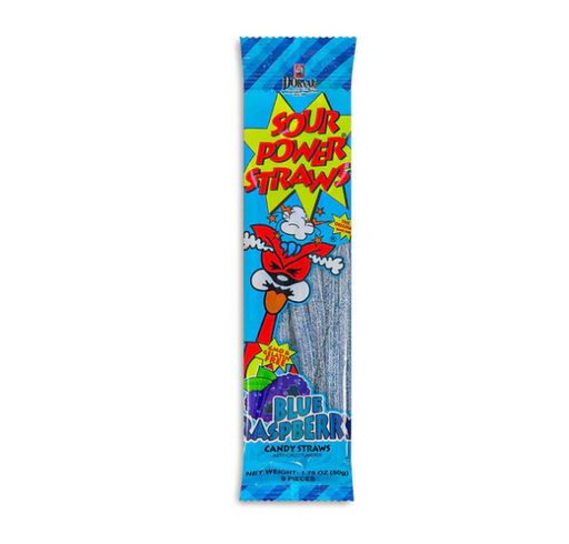 Sour Power Straws Blue Raspberry - Cravings Popcorn