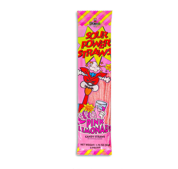 Sour Power Straws Pink Lemonade - Cravings Popcorn