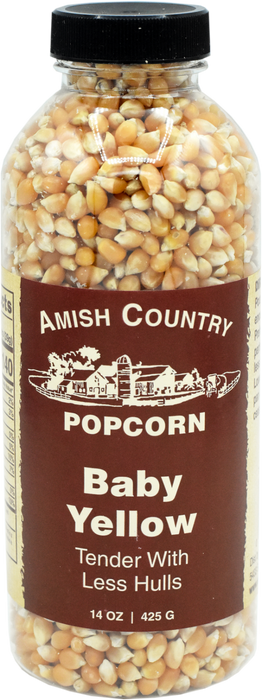 The Baby Yellow is a standard yellow popcorn, only smaller! It has fewer flaky hulls, quite tender, and has a great flavor.