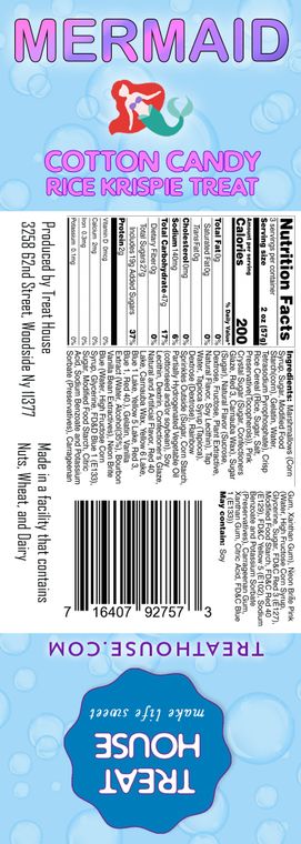 Treat House | Jumbo 6oz Mermaid Cotton Candy Rice Krispie Treat