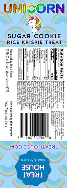 Treat House | Jumbo 6oz Unicorn Sugar Cookie Krispie Treats