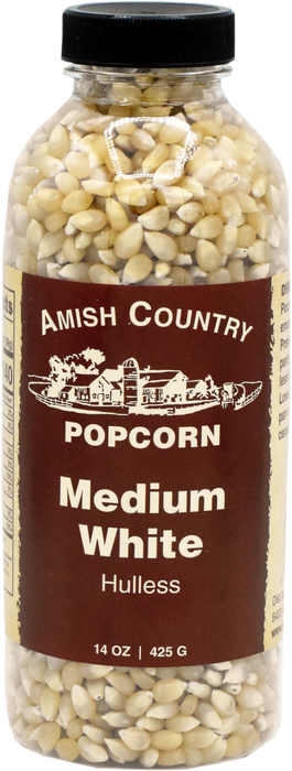 Amish Country 14oz Medium White Hulless Popcorn Kernels