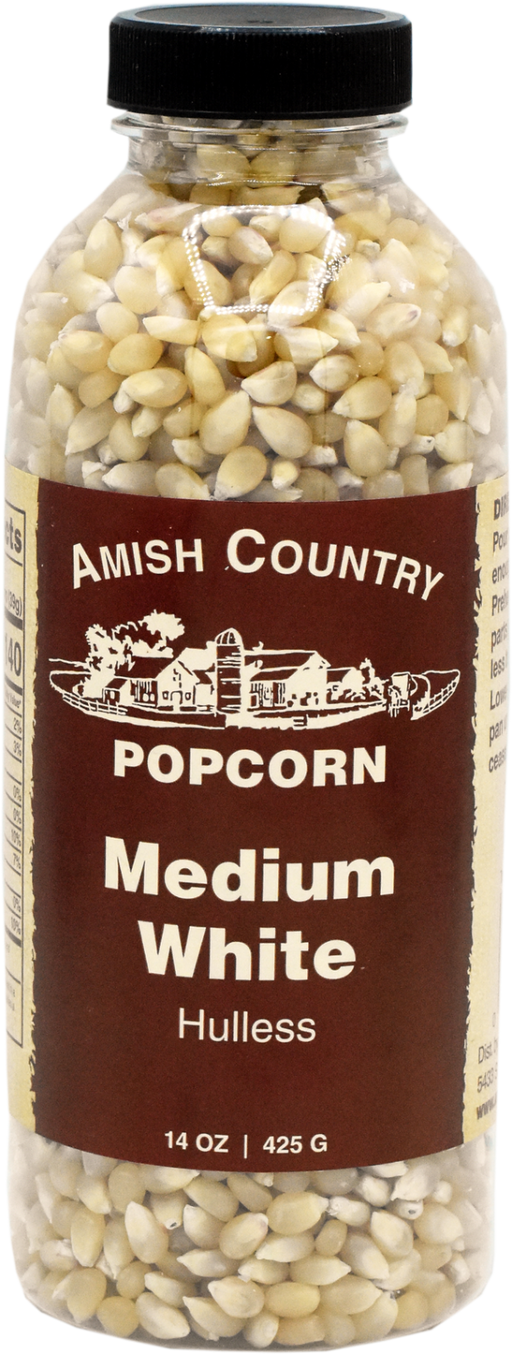 Amish Country 14oz Medium White Hulless Popcorn Kernels