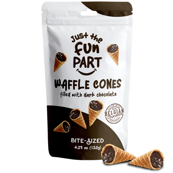 Mini Chocolate Filled Waffle Cones - Dark Chocolate